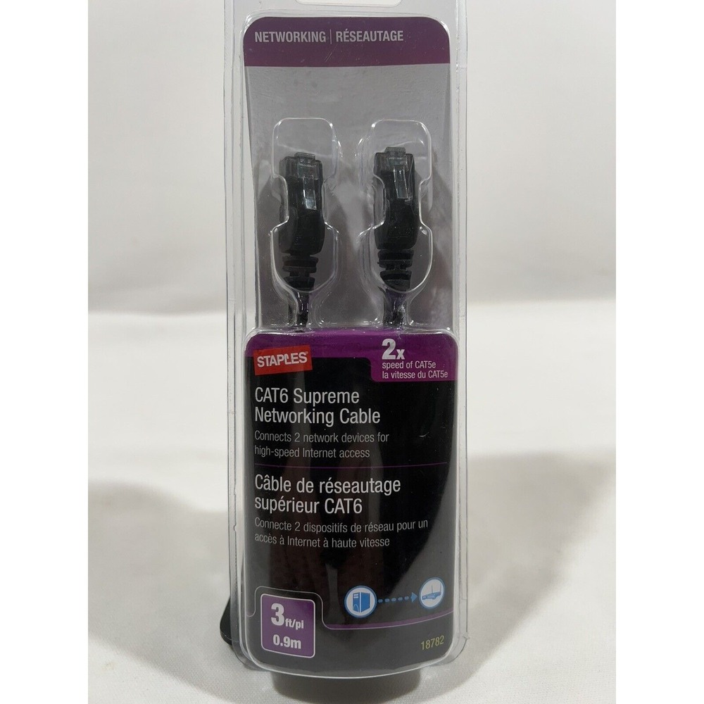 Staples CAT6 Ethernet Cable 3 Foot‎ Networking Patch Cord High Speed